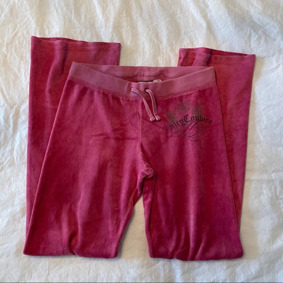 Burgundy Velour Juicy Couture Pants - Picture 2 of 6